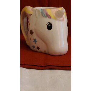 ADORABLE Ceramic Unicorn Head Creamer Pitcher Rainbow Mane Stars